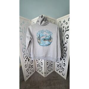 Ocean Coast Hoodie XL Gray Fishing Graphic Sweatshirt Outdoor Pullover NWT
